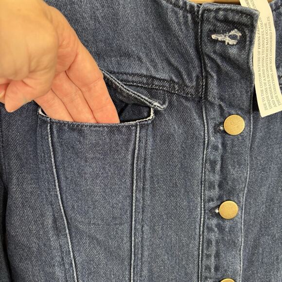 Young Fabulous & Broke Dayla Collarless Denim Jacket Small Button Up Cropped NWT - Picture 4 of 9